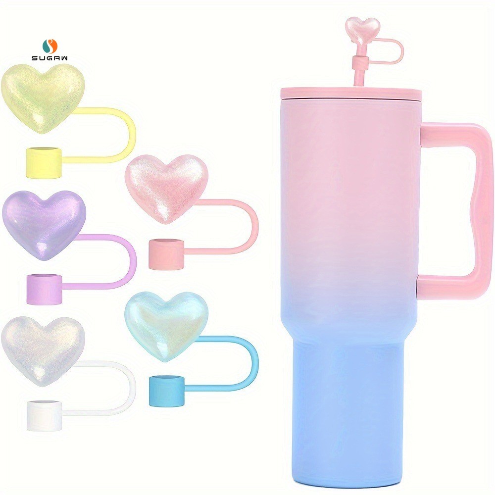 Nắp Ống Hút Silicon Chai Nước 10 Mm, Nắp Ống Hút Hình Trái Tim, Đầu Ống Hút Tumbler Cho Stanley & Ow