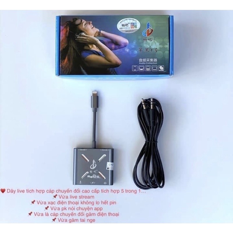 Cục Chuyển Đổi Chuyên livestream BIGO-FB Chân ĐT táo sang 3.5 2in1 Vừa Sạc Vừa Live cho tiện lợi ko 