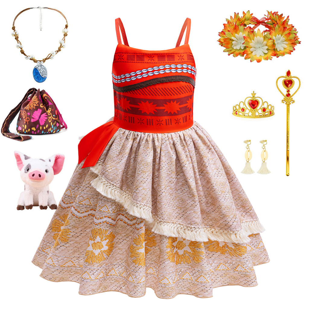 Bé Gái Đại Dương moana moana moana Đầm Công Chúa COS Sân Khấu Biểu Diễn Phù Hợp Với Trang Phục Sinh 