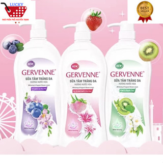  Sữa Tắm Trắng Da Gervenne 450g dâu bạch tuyết và lily hồng kiwi và bạch trà việt quất và lan Nam Phi 