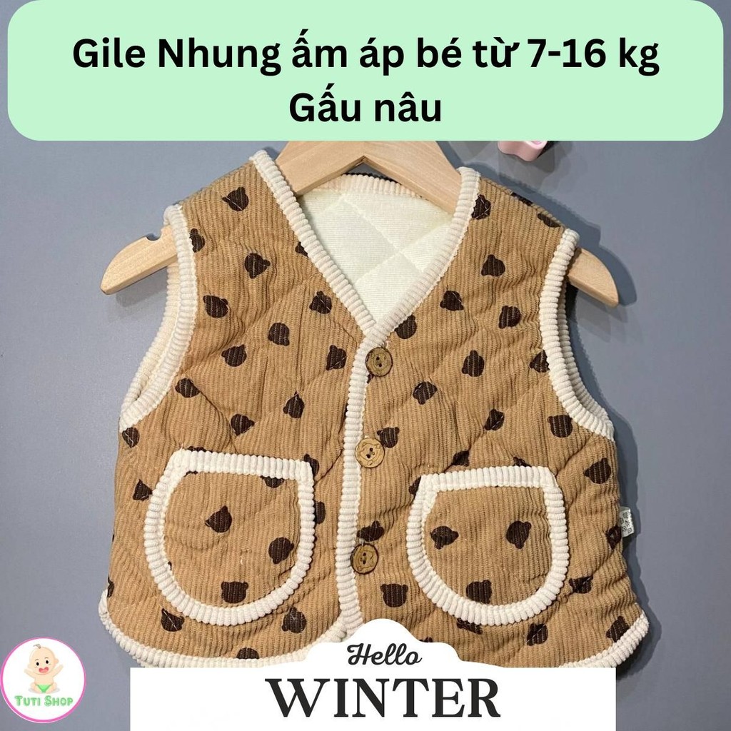 Áo gile lót Nỉ NHUNG Siêu ẤM , DÀY CHO MÙA ĐÔNG KO LẠNH ,áo khoác cho bé, áo khoác phao mùa đông cho bé trai, bé gái