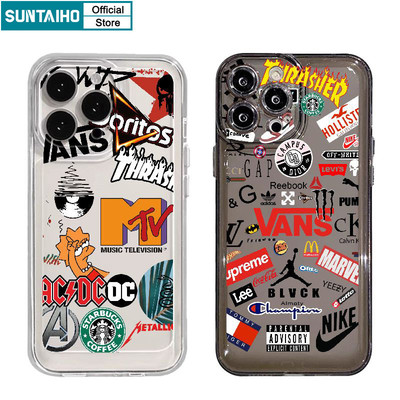 Suntaiho Thẩm Mỹ Độc Đáo Vỏ Graffiti Họa Tiết LOGO Ốp lưng Iphone 16 15 14 13 12 11 Pro Max IP 7 8 Plus Iphon X Xs XR Xs Max TPU Mềm Cao Cấp Chống Sốc Ốp Lưng