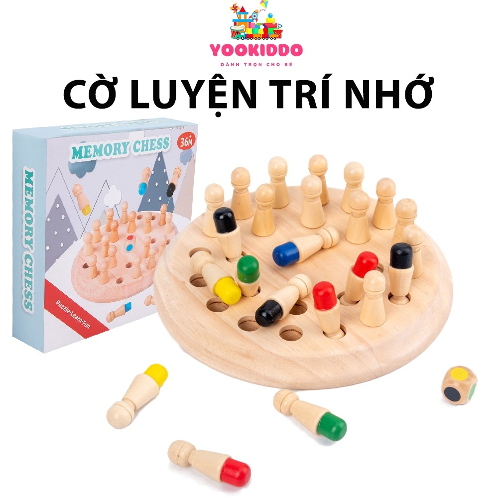 Cờ luyện Trí nhớ Memory Chess - Cờ nhớ màu luyện trí tuệ Tư duy cho bé bằng gỗ