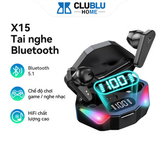  Tai Nghe X15 Bluetooth Gaming TWS Không Dây Nhét Tai in Ear Đèn LED Hiển Số Stereo Âm Bass 