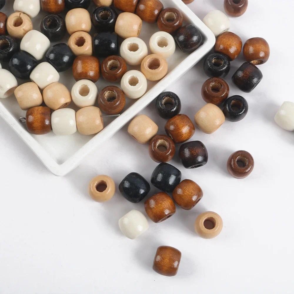 30 Chiếc 11X12 Mm Hạt Gỗ Tự Nhiên Lỗ Lớn Cho DIY Trang Sức Bao Bì Phụ Kiện May Mặc Thủ Công Với Dây Rút Túi