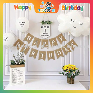 [Hỏa Tốc] Cờ đuôi cá HPBD ép kim phản quang dây dài 2m phụ kiện sinh nhật Phúc An