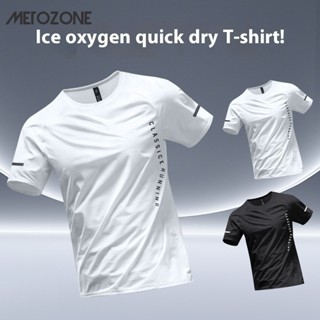 Áo thun nam khô nhanh mùa hè Ice Silk thoáng khí Cầu lông chạy bộ thể thao tay ngắn