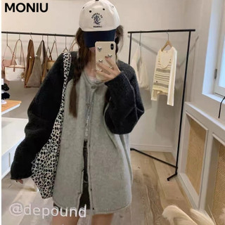 MONIU áo len cardigan áo khoác cardigan Comfortable Xu hướng Vintage Korean WMY24B1J4Q 48Z241129