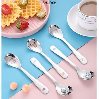 Chloch Muỗng Trẻ Em, Bộ Đồ Ăn Nhiều Họa Tiết Thìa Trà, Thìa Ăn Và Ăn Bằng Thép Không Gỉ 304 Hoạt Hình
