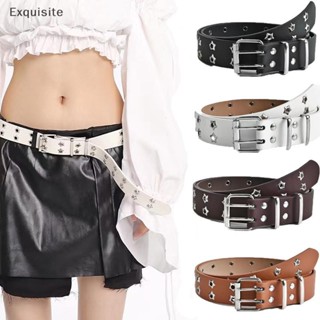 [FYJP] Thắt lưng dây xích thời trang nam nữ phong cách Punk có thể điều chỉnh ngôi sao rỗng Khóa ngực đôi Khóa kim loại Quần jean da [vn]