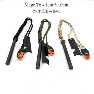 Dụng Cụ Sinh Tồn Đánh Lửa Mage 10cm + Còi - Thanh Magiê Lửa Đánh lửa Paracord Tactical Dã Ngoại Sinh Ngoài Trời