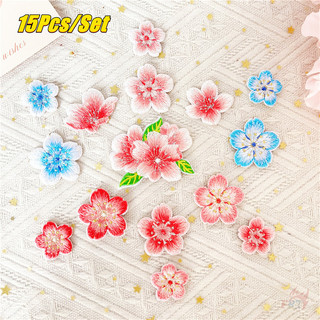 ☸ Hoa Anh Đào Lãng Mạn - Miếng Dán Tự Dính Ins Sakura ☸ 15 Cái / bộ Thêu DIY Sắt Trên May Trên Quần Áo Túi Phụ Kiện Trang Trí Huy Hiệu Miếng Dán