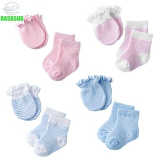Dasbsug 4 Đôi Tất Và Găng Tay Cho Bé Sơ Sinh Chống Trơn Trượt Găng Tay Chống Trầy Xước Unisex Trẻ Tập Đi Chống Trượt Tất Mắt Cá Chân Mitten