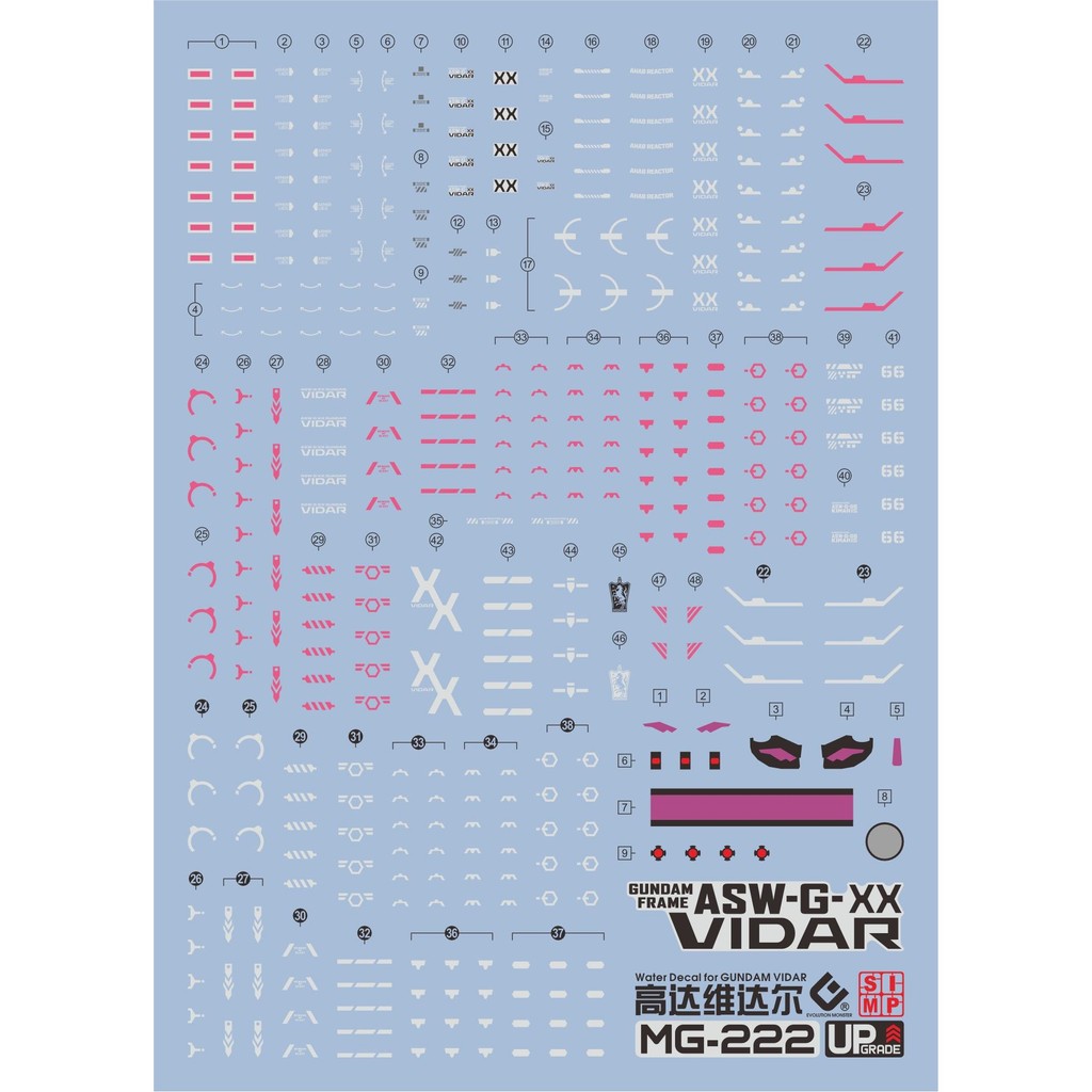 Decal EVO cho MG 1 / 100 IBO VIDAR loại fluo EVOMG070