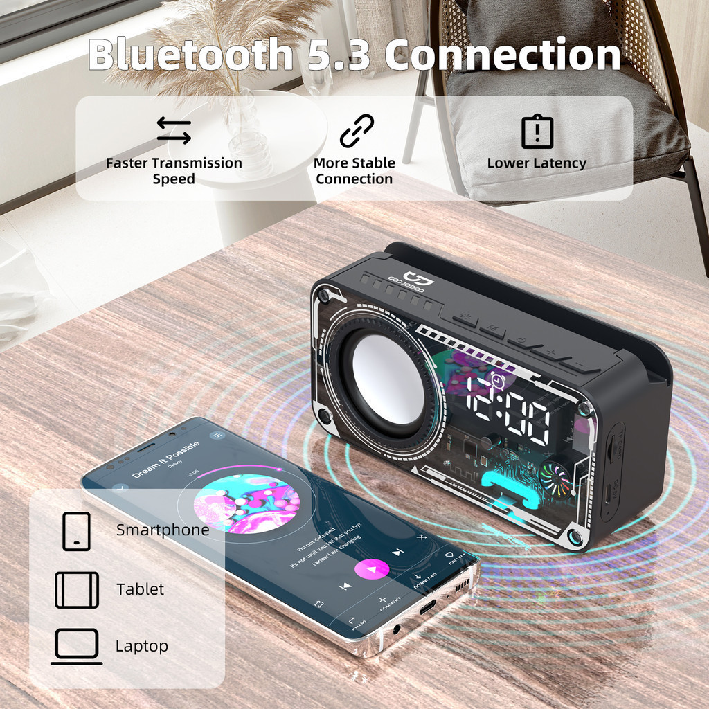 Loa không dây Bluetooth 5.3 GOOJODOQ Thiết kế cơ học có màn hình LED hiển thị thời gian Loa di động | BigBuy360 - bigbuy360.vn