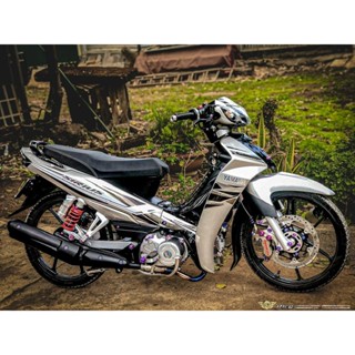 Dàn áo xe Sirius 50/110cc -Bạc Đen - Nhựa ABS cao cấp Tặng Tem PVC 3 lớp