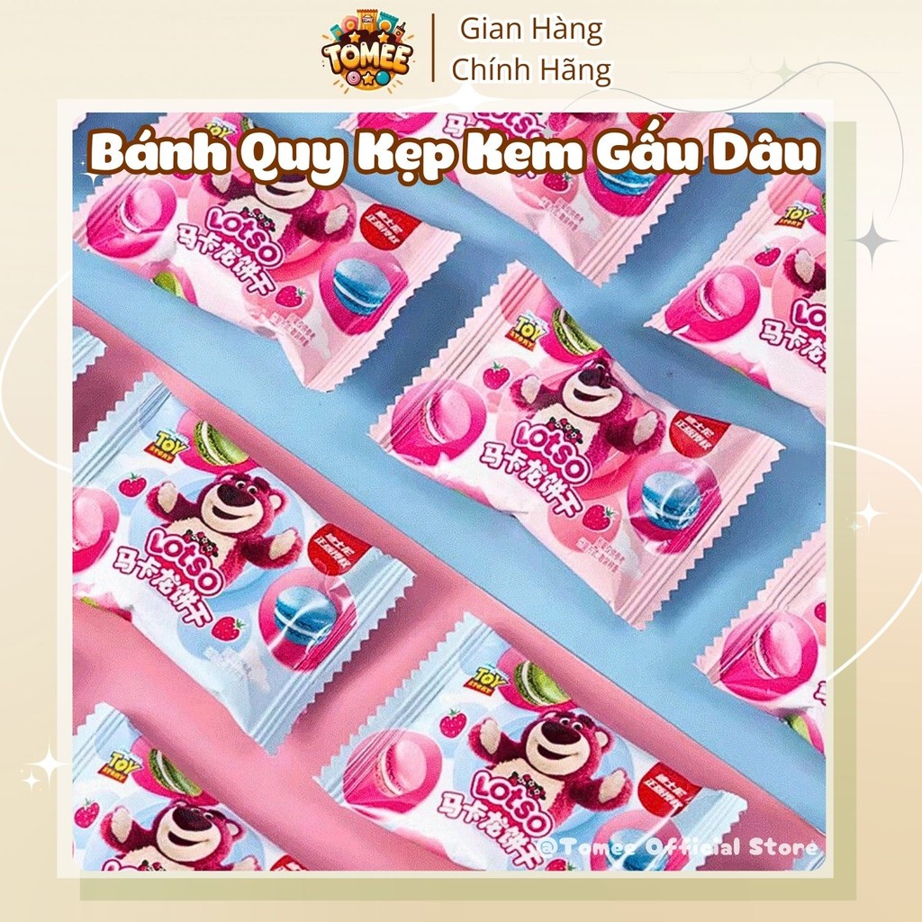 Bánh Quy Kẹp MINI Gấu Dâu Losto, Bánh Quy Macaron Nhân Kem, Bánh Gấu Dâu Losto AVLS