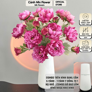 (Tặng bình) Bình hoa mẫu đơn kép – Bình hoa để bàn hoa giả decor trang trí phòng khách – Cảnh Nhi Flower
