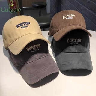 Mũ bóng chày GUTGOJO, Mũ thêu chữ cỡ lớn, Vành rộng BOSTON Phong cách Hàn Quốc Mũ vành cong Cotton Unisex