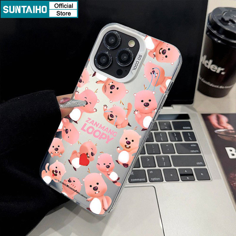 Suntaiho Thẩm Mỹ Dễ Thương Họa Tiết Loopy Ốp lưng Iphone 16 15 14 13 12 11 Pro Max TPU Silicon Mềm C