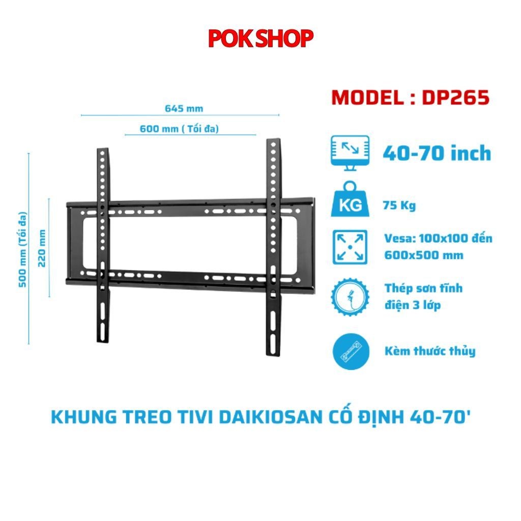 Giá treo tivi treo tường Daikiosan DP265 dùng cho tivi 40-80 inch