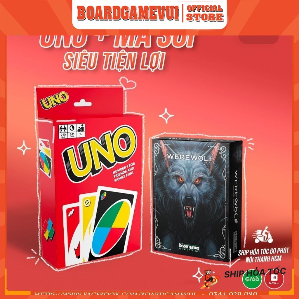 Ma sói + UNO cơ bản 108 lá (combo siêu tiện lợi)  - 𝗕𝗼𝗮𝗿𝗱𝗚𝗮𝗺𝗲𝗩𝘂𝗶