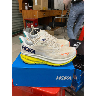 2023new hoka One CLI/9 Giày chạy bộ nam và nữ hấp thụ sốc màu xanh lá cây màu be