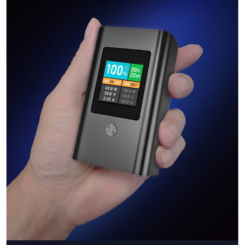 ( F25) Vỏ mạch box sạc dự phòng 45W 2 cell 21700, vỏ nhôm, màn hình LCD.