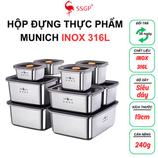 Hộp đựng thực phẩm Munich inox 316L cao cấp SSGP đựng thức ăn, dân phòng đựng cơm bảo quản thực phẩm