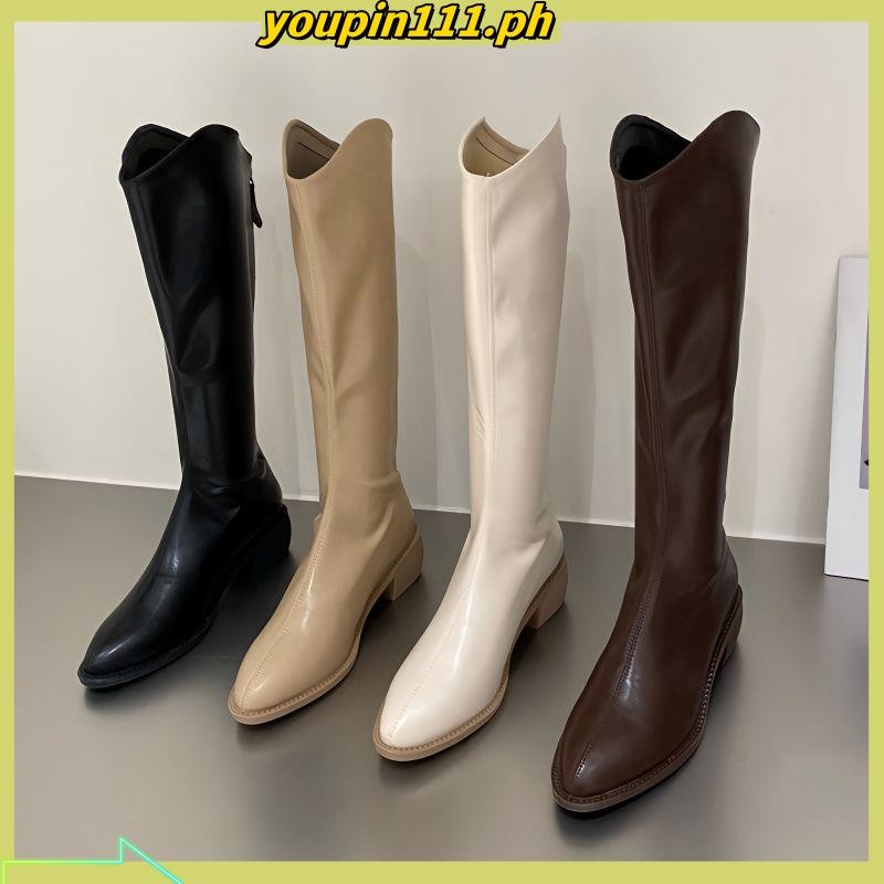 2023 Mới Đen Tây Chelsea Cao Bồi Giữa Boot Nữ Mỏng Mũi Đơn Cavalier Boots