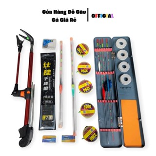 Bộ Phụ Kiện câu cá - 5 trục buộc sẵn 3260 - gác ultra mập 2m1 - thẻo câu cá - 5 phao ngày - Hộp lưỡi  - 2 phao điện