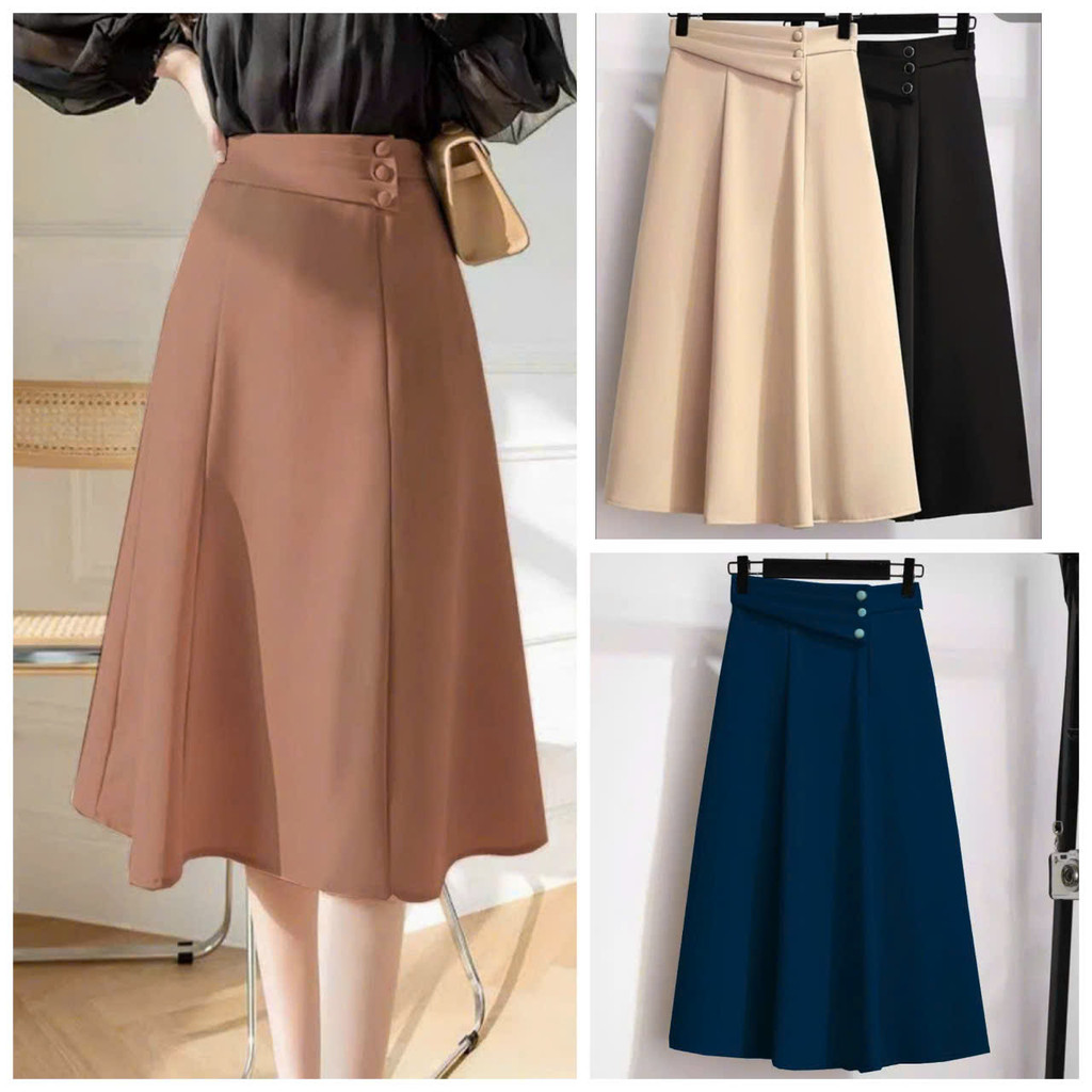 Chân Váy Nữ MAKKA Dáng Dài Bigsize Cạp Cao Xếp Ly Eo NT6409