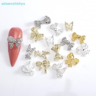 Adawnshbhyu Phong Cách Nóng Móng Tay Nghệ Thuật Kim Cương Nơ Kim Loại Ba Chiều Vàng Bạc Siêu Lấp Lánh Trang Sức Móng Tay VN