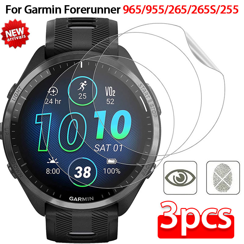 3 Miếng Dán Bảo Vệ Trong Suốt Hydrogel Mềm Tương Thích Cho Garmin Forerunner 965 / 955 / 265-46mm / 