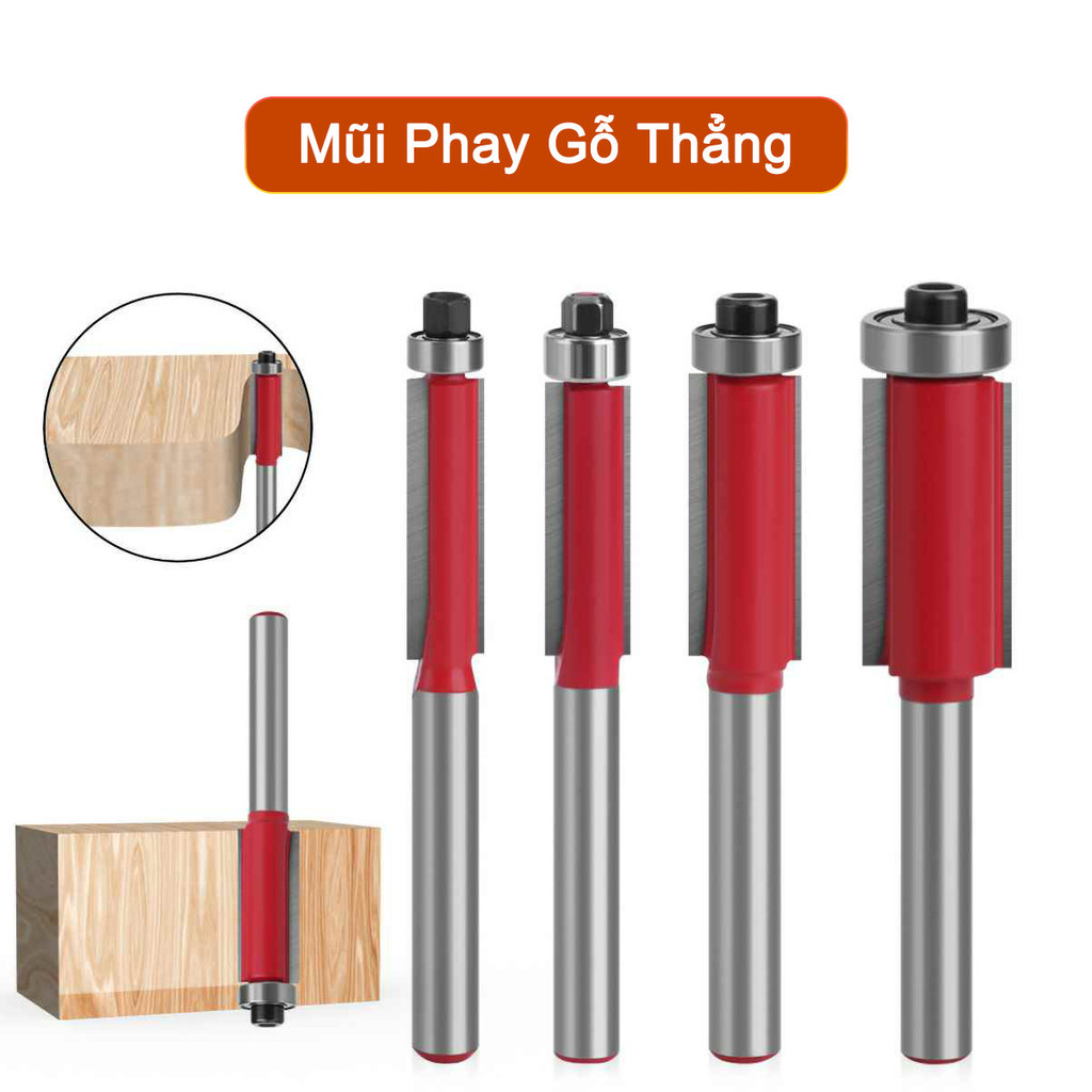 Mũi Phay Gỗ Thẳng Đầu Bi -L.H Store