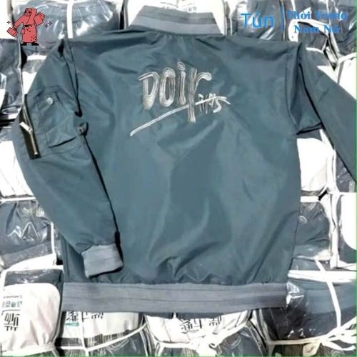 Áo Bomber Diok Thêu 2 Mặt Xanh Dương . Áo Gió 2 Lớp Dày Dặn.