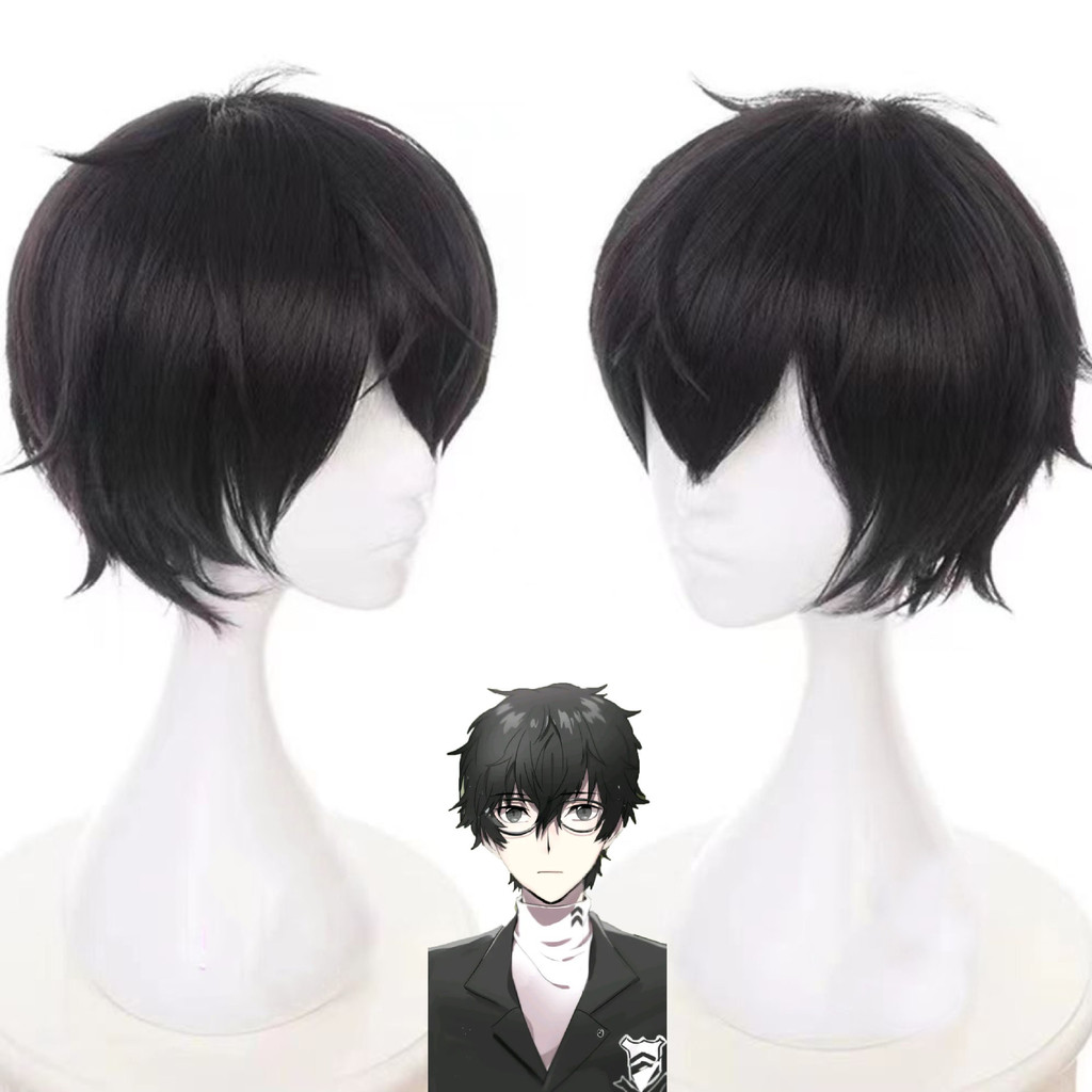 Persona Cosplay Kurusu Akira Tóc Giả Tóc Ngắn Đen