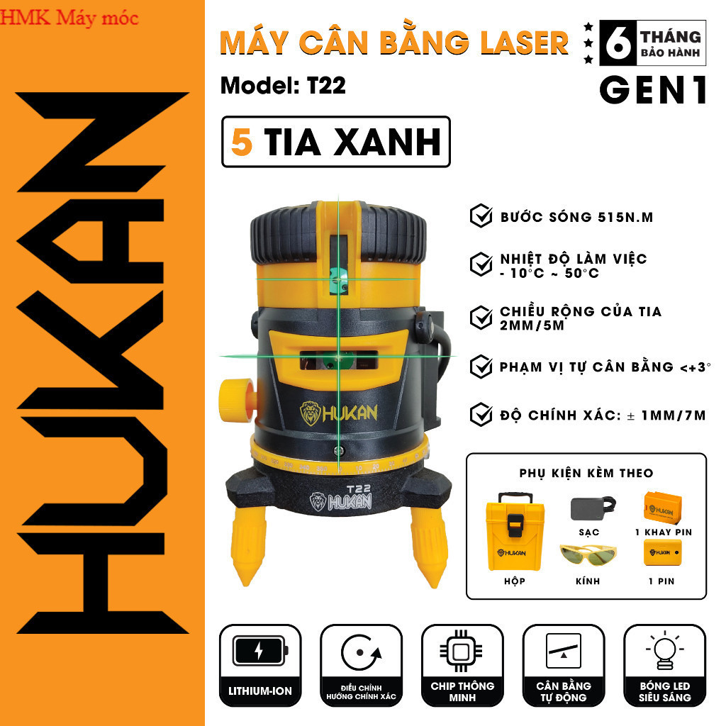 [Chính hãng] Máy Cân Bằng Laze HUKAN HK-T22 - Máy cân mực Hukan chính hãng HMK Máy Móc