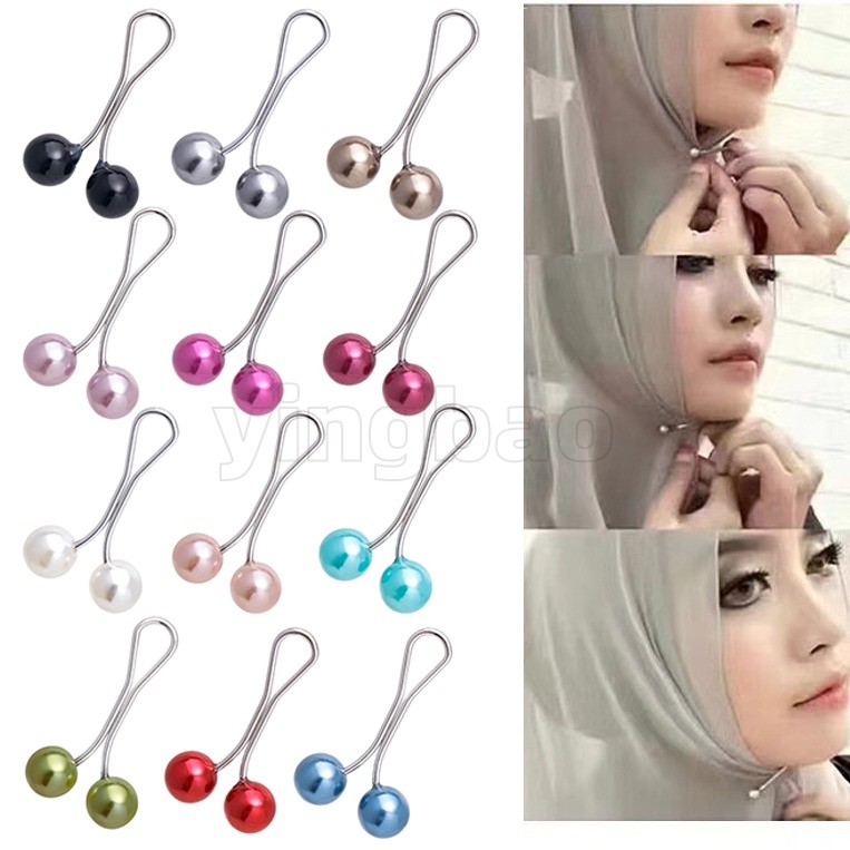 12 Chiếc Nữ Hijab Chân Kẹp Bộ Khăn Dễ Thương Kẹp Hijab Chân Ngọc Trai Thổ Cẩm Chân, Khăn Trùm Đầu Kh
