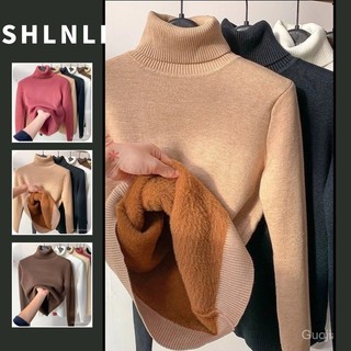 Áo len nữ cổ cao dài tay ôm vừa vặn ấm áp màu trơn đa năng
