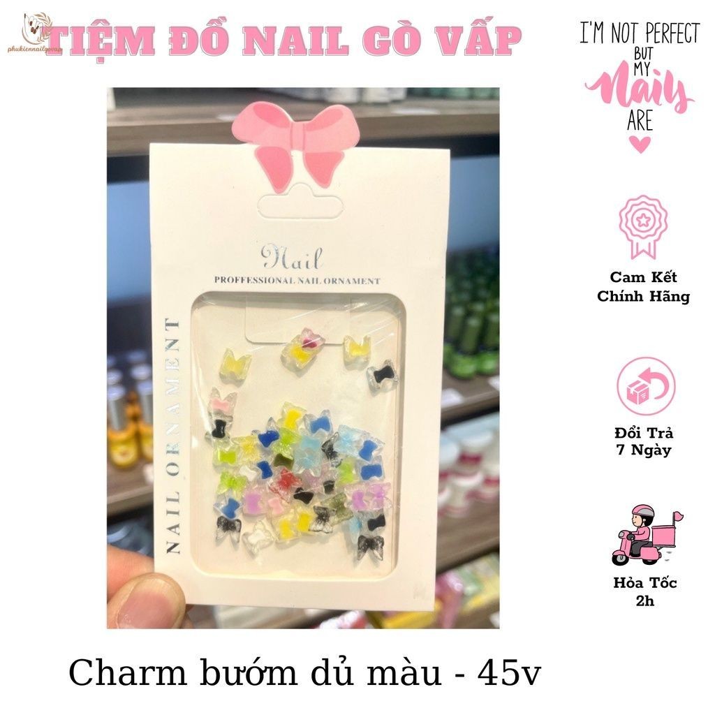 Set Charm Con Bướm Đủ Màu Đính Móng - 45v