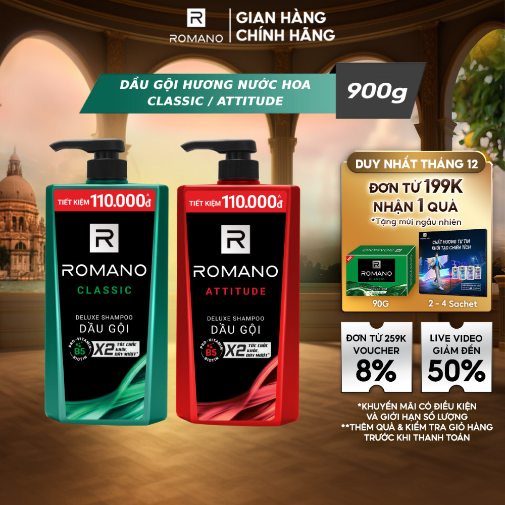 Dầu Gội Romano Hương Nước Hoa Classic / Attitude 900G