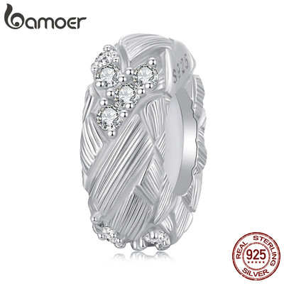 Bamoer 925 Sterling Sliver Charm Dệt Nút Chặn Hạt Mặt Dây Chuyền Quà Tặng DIY Cho Vòng Tay