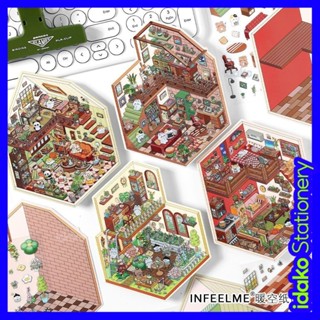  Idako  My Cabin Series  Nhãn dán cảnh quan thu nhỏ 3D Ngôi nhà nhỏ dễ thương Nhãn dán trang trí cảnh tự làm SS249 