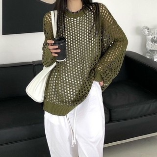 Rỗng Dệt Kim Dệt Kim Chống Nắng Quần Áo Nữ Mùa Hè Mỏng Thiết Kế Niche Rỗng Áo Drap Dài Tay Top Chống Nắng Quần Áo Niche Độc Đáo
