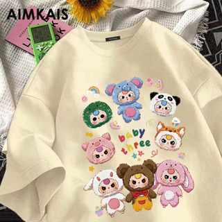 Áo Thun AIMKAIS 100% Cotton BABY Three 2025 Mới 2-14y Lớn Trẻ Em Trẻ Em Unisex Bé Trai Bé Gái Tee