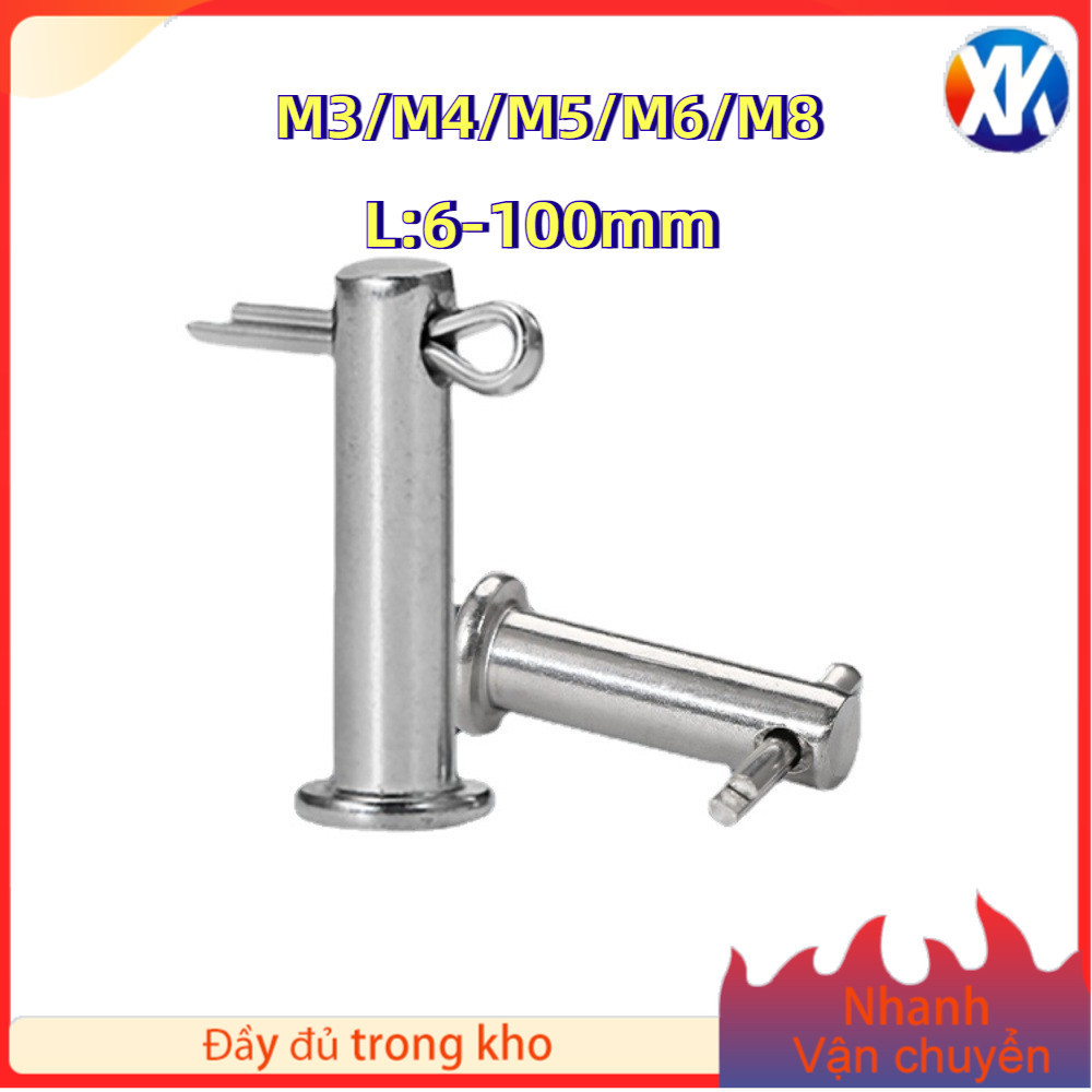 M3 / M4 / M5 / M6 / M8 Trục gài chốt chẻ, chốt định vị bắt chốt chẻ，Chốt chẻ  inox 304 [XK-VN-1]