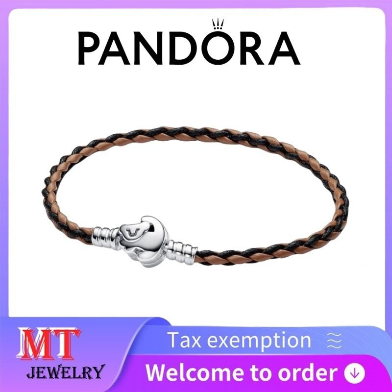 100% S925 Bạc Cặp Đôi Nữ Pandora Trang Sức DIY Disney Vua Sư Tử Khóa Pandora Khoảnh Khắc Bện Vòng Ta
