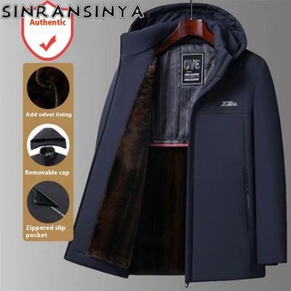 Áo khoác nam SINRANSINYA Áo khoác lông cừu chồn mùa đông dành cho doanh nhân Áo Hoodie dáng rộng dành cho người trung niên