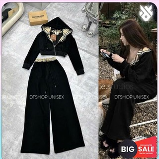 Set Bộ Quần Dài Mix Áo Lót BBR Croptop Nỉ - Bộ Nỉ Nữ Dày Dặn Kiểu Dáng Hàn Quốc